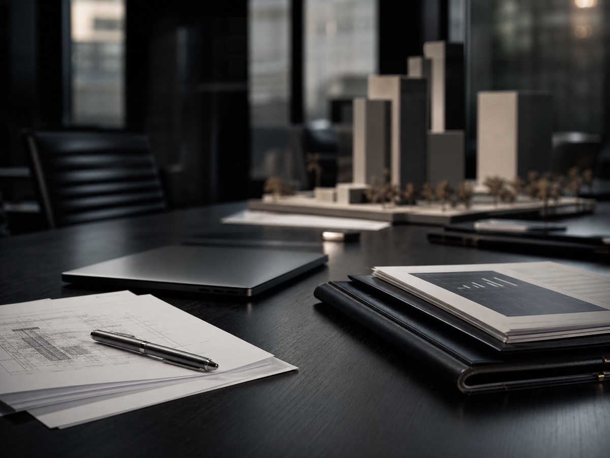 Mesa corporativa con documentación para empresas e inversores